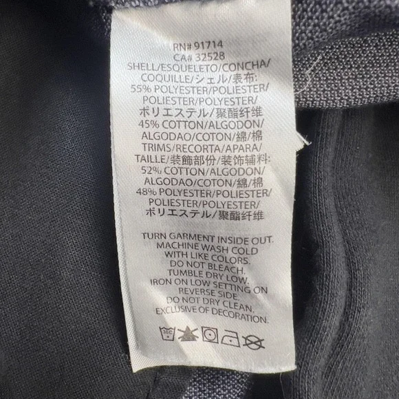 Armani Exchange Jacket Mens Large Black Denim Hooded Mixed Media Zip Snap Hybrid - Picture 6 of 8